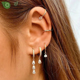 925 Silver Zircon Crystal Hoop Earrings for Women Vintage Wedding Jewelry