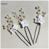 Floral Wedding Hairpin Pearl Flower Hair Clip Fork Bridal Tiaras Jewelry