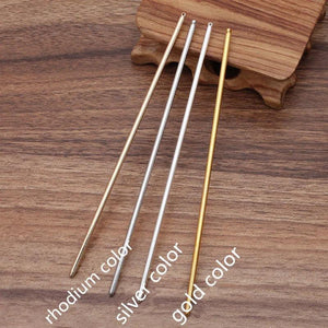 50 PCS Metal Hairpins Hair Stick Base Setting 3 Colors For Women Hair Jewelry
