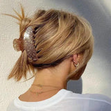 Acetic Grid Geometric Hairpin Hair Claw Clip Barrette Ponytail Head Accessories