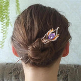 Enamel Peacock Feather Hair Sticks Wedding Hair Jewelry Crystal Hairpin