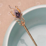 Enamel Peacock Feather Hair Sticks Wedding Hair Jewelry Crystal Hairpin