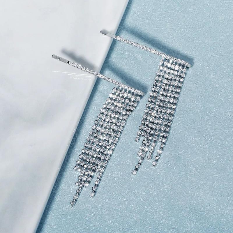 2PCS Rhinestone Snowflake Hair Clips Christmas Gift Crystal Hairpins