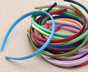 10 Mixed Plastic Headband Covered Satin Hair Band 9mm DIY Craft