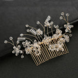 Tiara Wedding Hair Comb Flower Bridal Hairpins Rhinestone Pearl Head Jewelry
