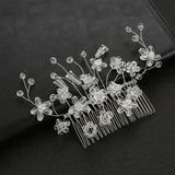 Tiara Wedding Hair Comb Flower Bridal Hairpins Rhinestone Pearl Head Jewelry