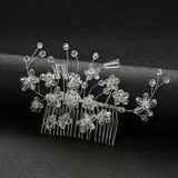 Tiara Wedding Hair Comb Flower Bridal Hairpins Rhinestone Pearl Head Jewelry