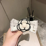 Camellia Flower Hairpin Ribbon Bow Spring Clip Hair Clip