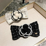 Camellia Flower Hairpin Ribbon Bow Spring Clip Hair Clip