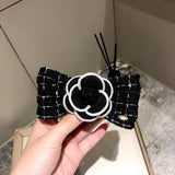 Camellia Flower Hairpin Ribbon Bow Spring Clip Hair Clip