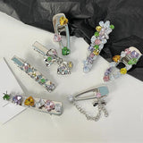 Zircon Bow Hairpin Metal Duckbill Clip Hair Accessories