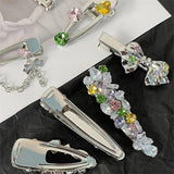 Zircon Bow Hairpin Metal Duckbill Clip Hair Accessories