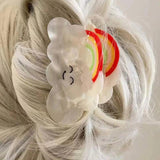 Rainbow Sun Raindrops Hair Clips for Women Harajuku Vintage Claw Clip
