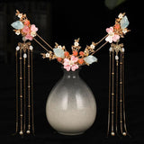 Chinese Hair Sticks Tiaras Headpiece Pearl Tassel Flower Hairpins Vintage