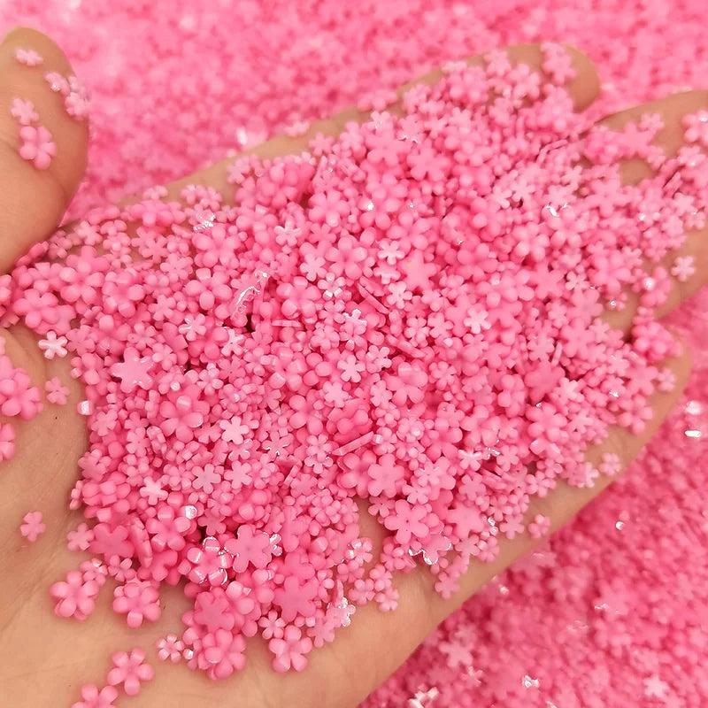 1000pcs Acrylic Flower Nail Decorations 3D Nail Art Parts Gems Mixed Size Charms