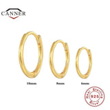 925 Silver Glossy Round Huggie Piercing Earrings Set