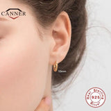 925 Silver Glossy Round Huggie Piercing Earrings Set