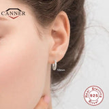 925 Silver Glossy Round Huggie Piercing Earrings Set