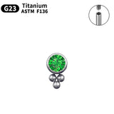 Green Zircon 16G Titanium Piercing Stud Earrings for Women