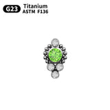 Green Zircon 16G Titanium Piercing Stud Earrings for Women