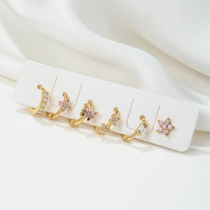 6 Pcs Pink Crystal Small Hoop Earrings Set for Women