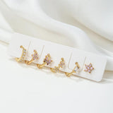 6 Pcs Pink Crystal Small Hoop Earrings Set for Women