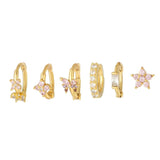 6 Pcs Pink Crystal Small Hoop Earrings Set for Women