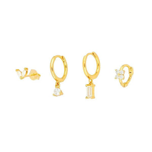 Square Zircon 925 Sterling Silver Hoop Earring Crystal Wedding Party