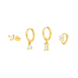 Square Zircon 925 Sterling Silver Hoop Earring Crystal Wedding Party
