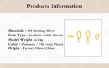 Square Zircon 925 Sterling Silver Hoop Earring Crystal Wedding Party