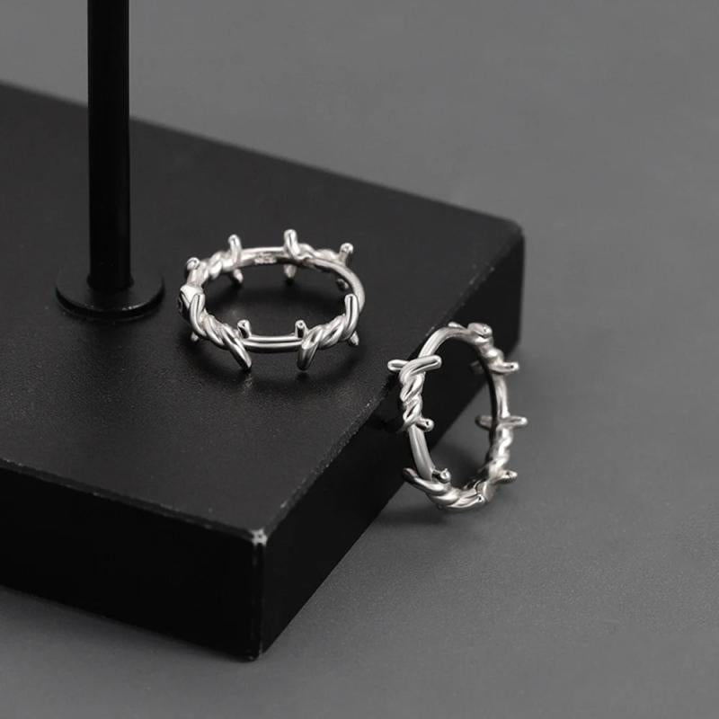 Gothic Silver Thorns Hoops Earrings for Party