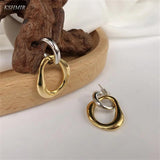 Retro Silver Geometric Round Drop Earrings for Women Girls