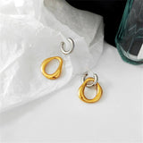 Retro Silver Geometric Round Drop Earrings for Women Girls