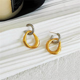 Retro Silver Geometric Round Drop Earrings for Women Girls