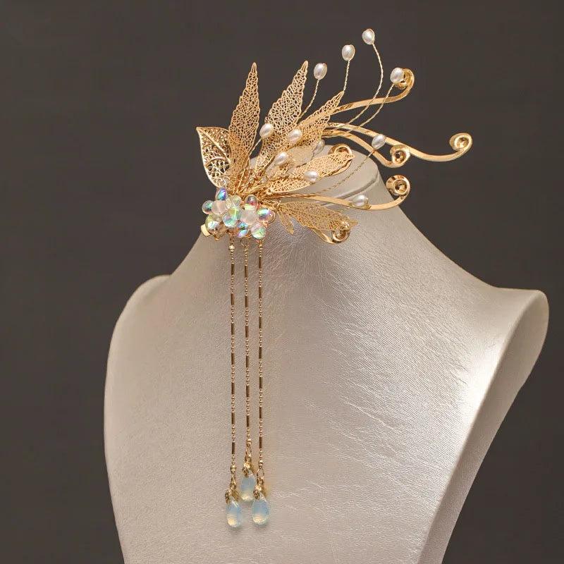 Metal Tassel Hairpins Clips Chinese Wedding Bride Hair Jewelry