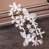 Bridal Butterfly Hairpins & Plume Earrings Set