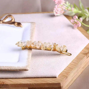 Natural Crystal Gravel Hair Clips Retro Beaded Hair Clips Punk Boho Jewelry