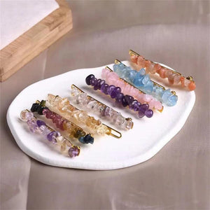 Natural Crystal Gravel Hair Clips Retro Beaded Hair Clips Punk Boho Jewelry