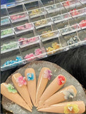 3D Acrylic Flower Nail Charms 24 Ornaments Box