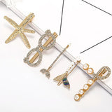 Flash Rhinestone Hairpins Star Fish Leaves Hair Clip Headwear Jewelry
