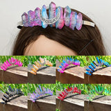 Crystal Crown Tiara Multicolored Quartz Crystal Moon Headband