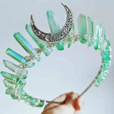 Crystal Crown Tiara Multicolored Quartz Crystal Moon Headband
