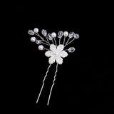 Floral Hair Comb Hairpin Silver Pearl Crystal Hair Clips Fork Bride Tiaras