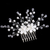 Floral Hair Comb Hairpin Silver Pearl Crystal Hair Clips Fork Bride Tiaras