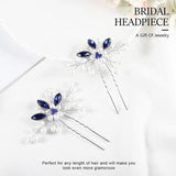 2PCS Wedding Hairpins Pearl Crystal Hair Forks U-shaped