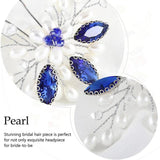 2PCS Wedding Hairpins Pearl Crystal Hair Forks U-shaped