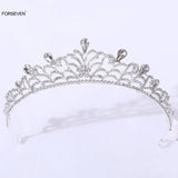 Silver Alloy Tiara Crown for Bride Rhinestone Headpiece