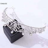 Silver Alloy Tiara Crown for Bride Rhinestone Headpiece