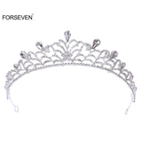Silver Alloy Tiara Crown for Bride Rhinestone Headpiece