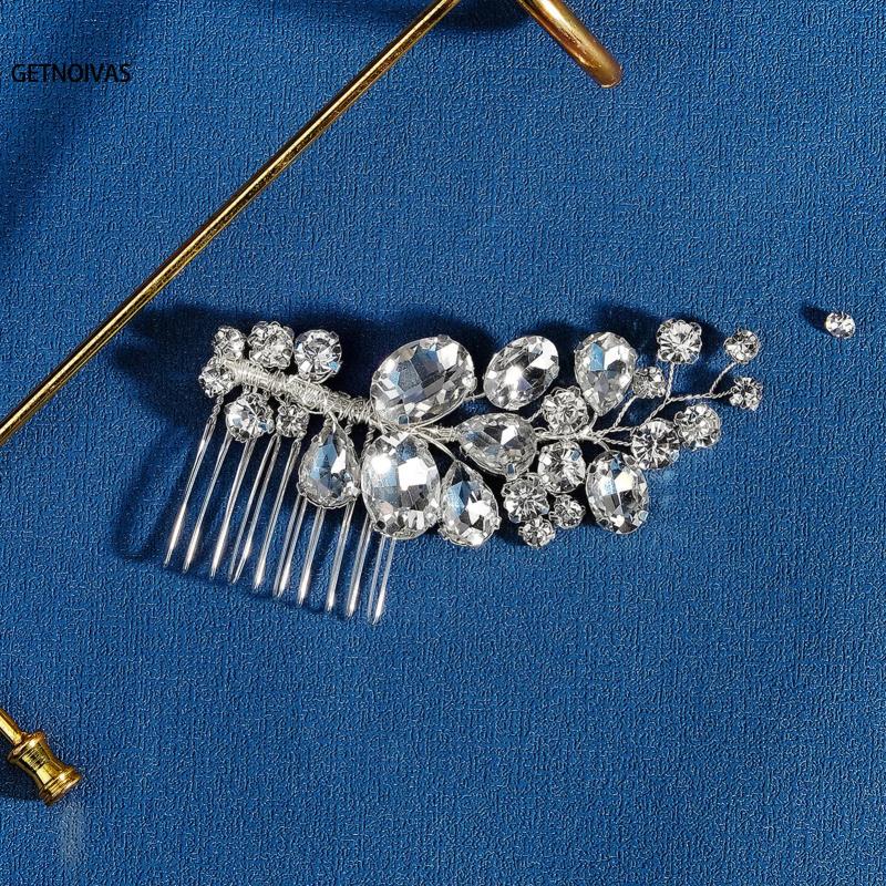 Rhinestone Leaves Women Hair Combs Crystal Wedding Hair Jewelry Bridal